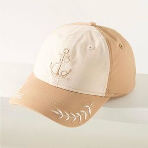 NWT $44 ANTHROPOLOGIE CONEY ISLAND PICNIC NAUTICAL MONOGRAM E BASEBALL CAP HAT O
